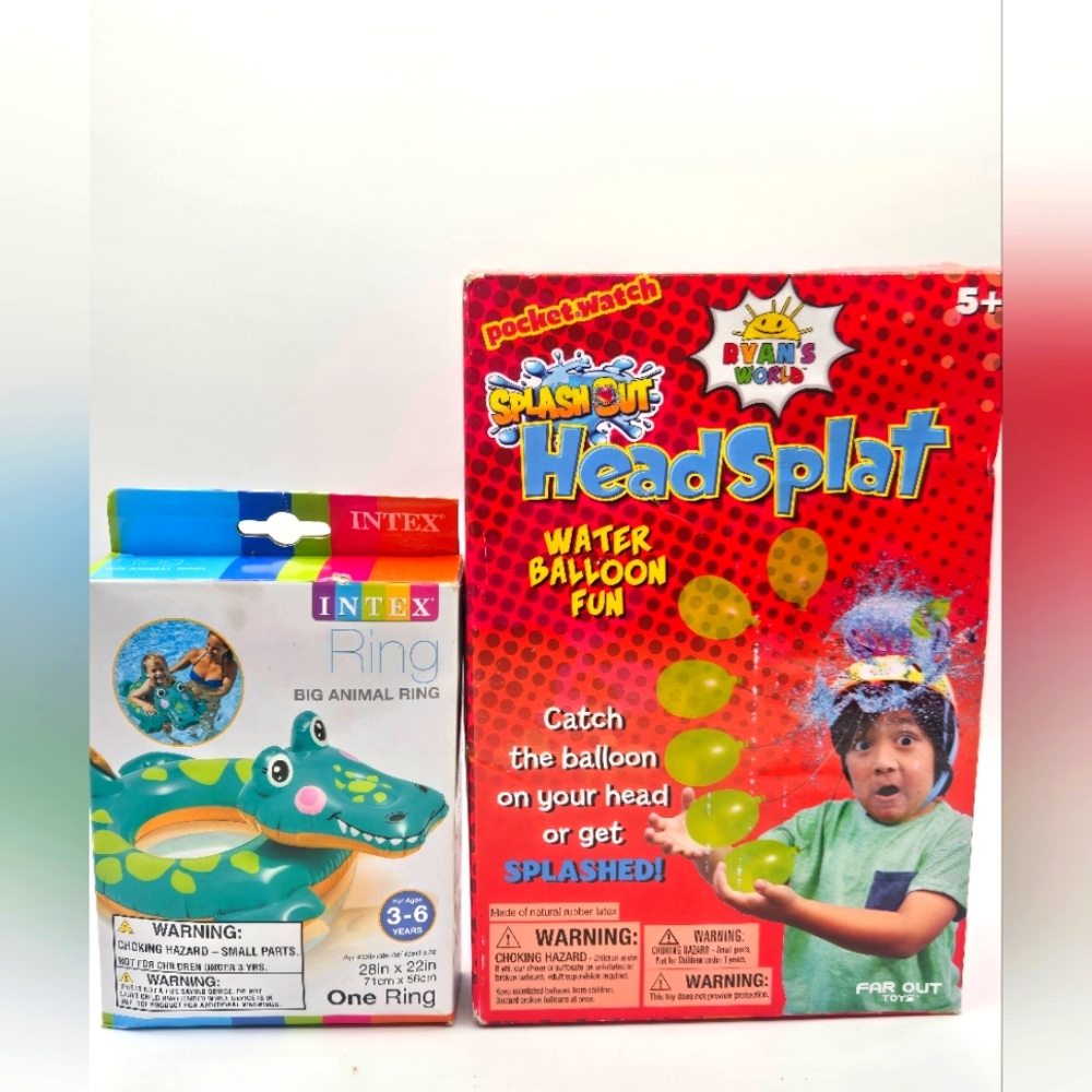 RYAN's WORLD NWT Head Splat & NWT Intex Alligator Swim Tube